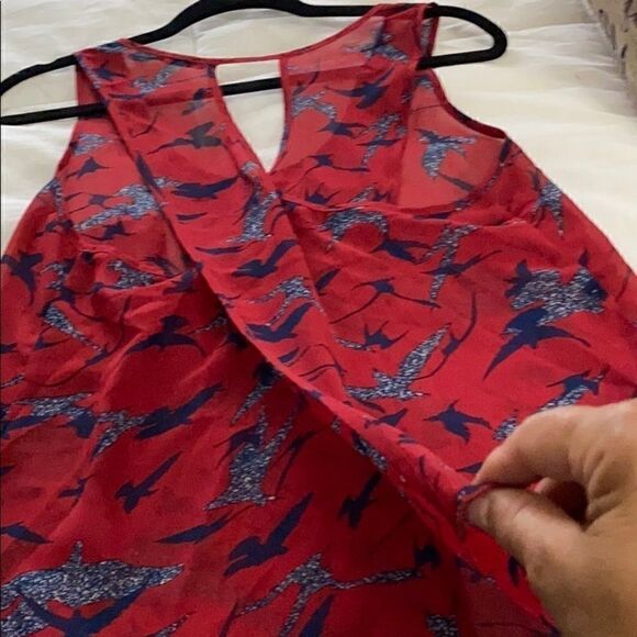 Poetry sheer print blouse racer back size large - Picture 6 of 8